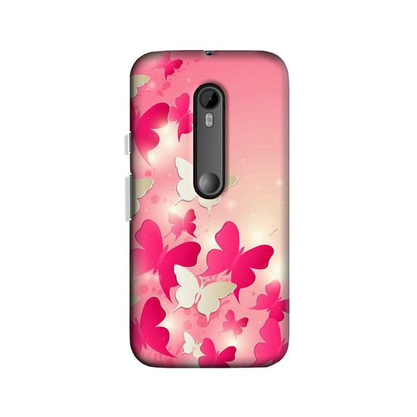 White Pick Butterflies Case for Moto G3