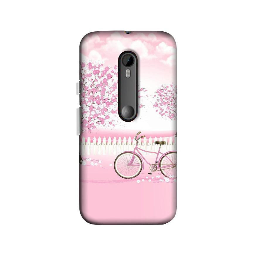 Pink Flowers Cycle Case for Moto X Play  (Design - 102)