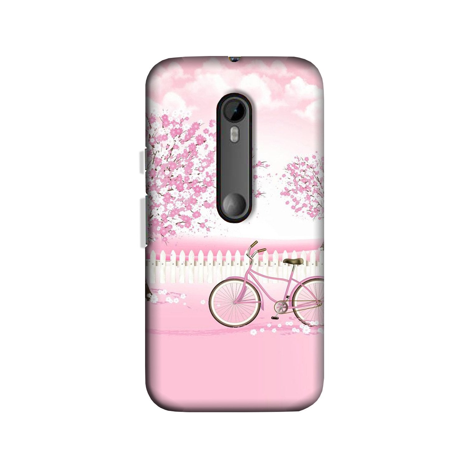 Pink Flowers Cycle Case for Moto X Force  (Design - 102)