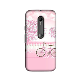 Pink Flowers Cycle Case for Moto G3  (Design - 102)