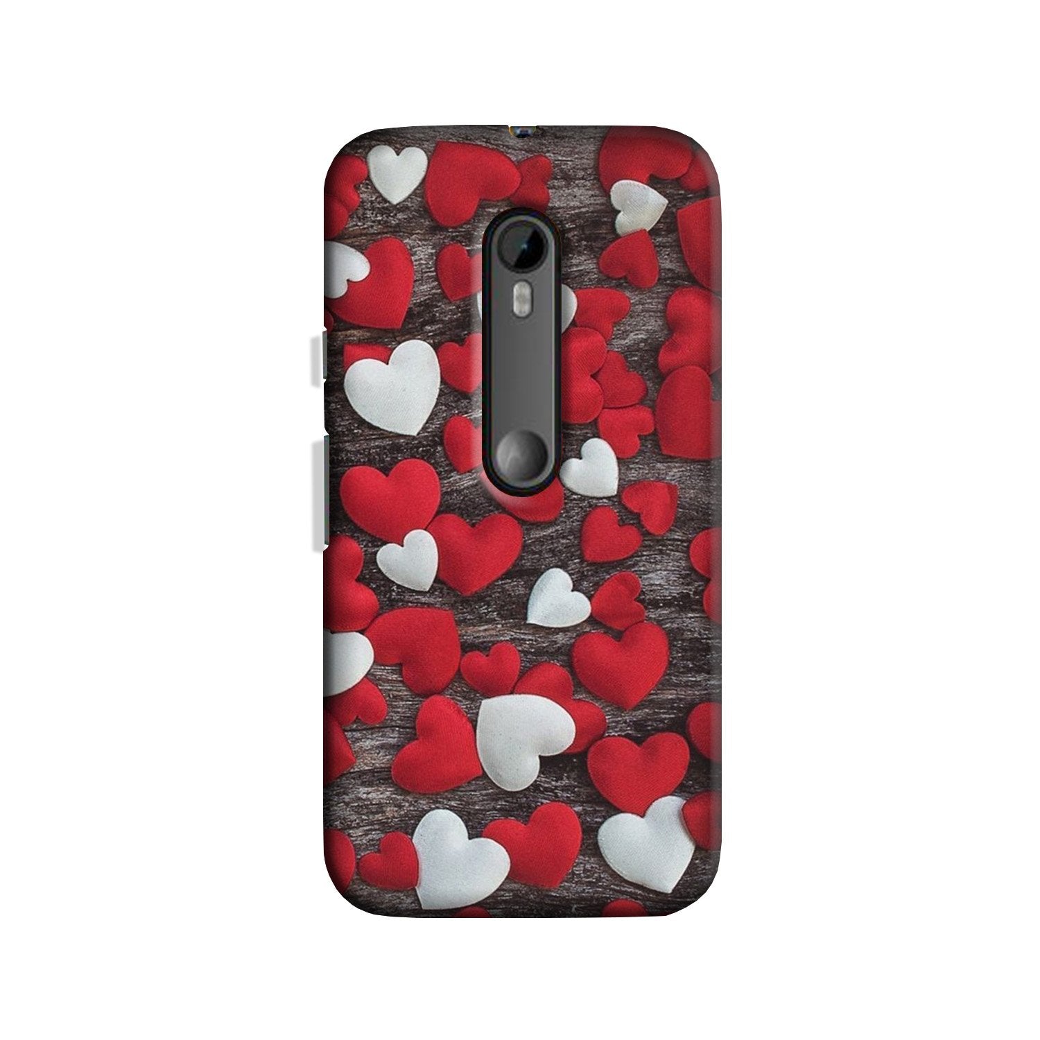 Red White Hearts Case for Moto X Force  (Design - 105)