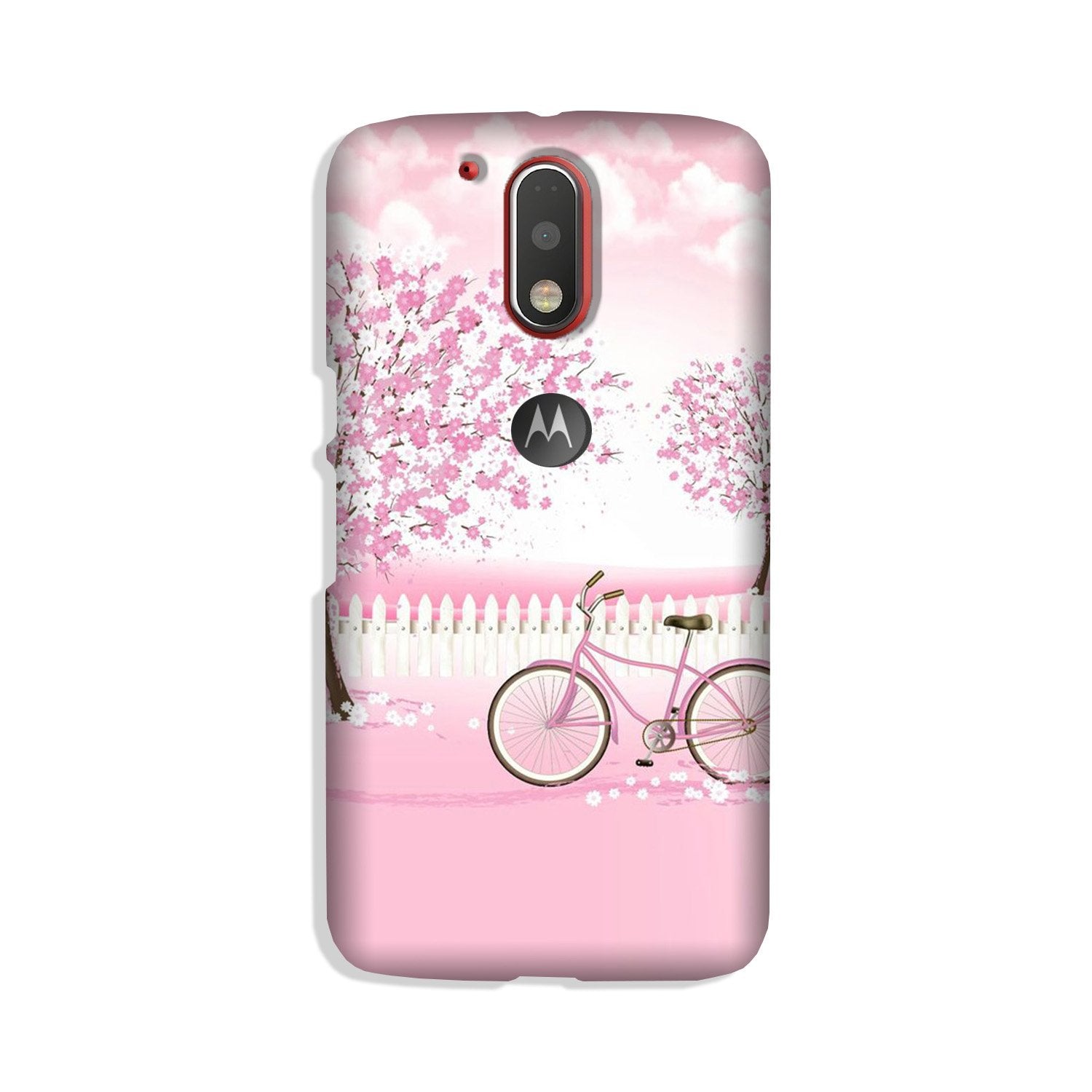 Pink Flowers Cycle Case for Moto G4 Plus  (Design - 102)