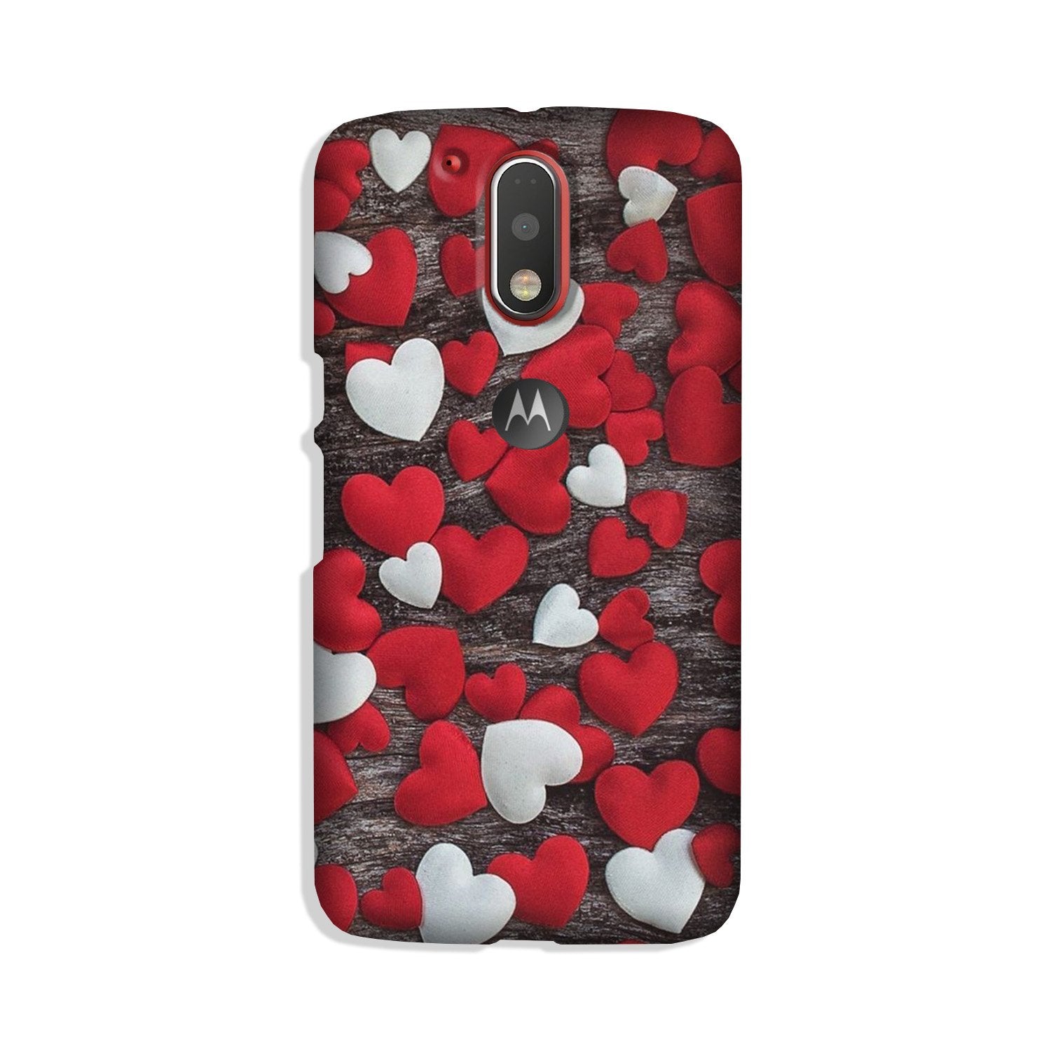 Red White Hearts Case for Moto G4 Plus(Design - 105)
