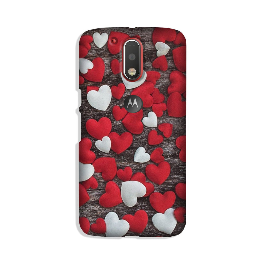 Red White Hearts Case for Moto G4 Plus  (Design - 105)