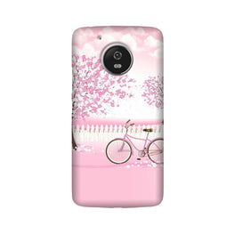 Pink Flowers Cycle Case for Moto G5 Plus  (Design - 102)