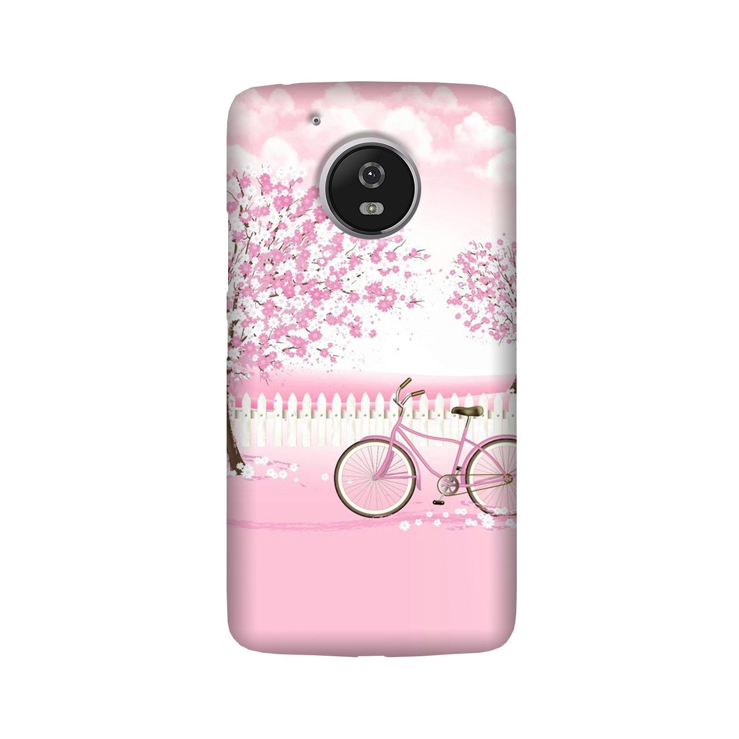 Pink Flowers Cycle Case for Moto G5  (Design - 102)