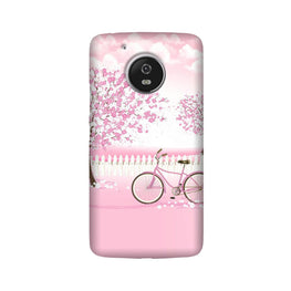 Pink Flowers Cycle Case for Moto G5(Design - 102)