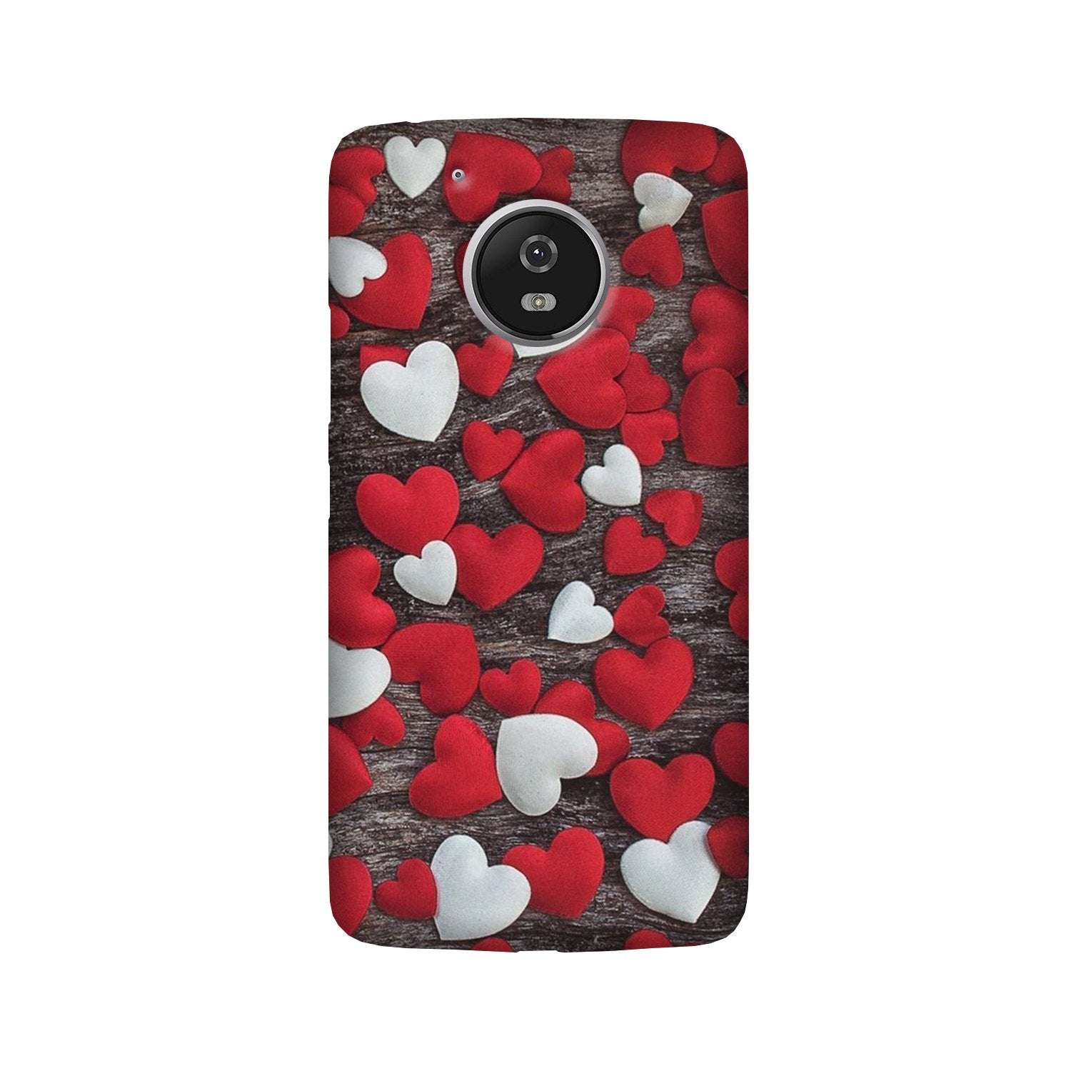 Red White Hearts Case for Moto G5 Plus(Design - 105)
