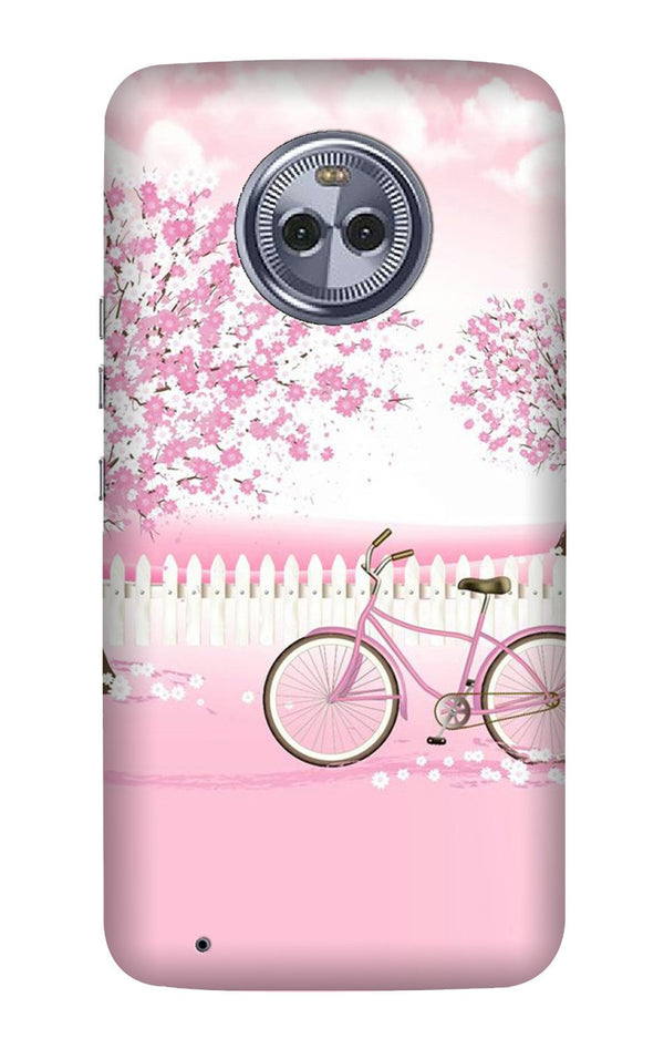 Pink Flowers Cycle Case for Moto G6 Plus  (Design - 102)