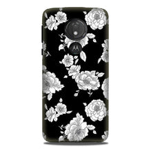 White flowers Black Background Mobile Back Case for G7power (Design - 9)