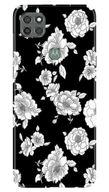 White flowers Black Background Mobile Back Case for Moto G9 Power (Design - 9)