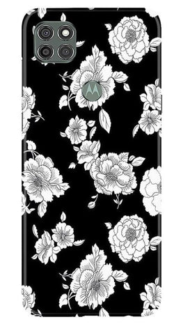 White flowers Black Background Case for Moto G9 Power