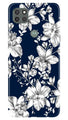 White flowers Blue Background Case for Moto G9 Power