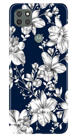 White flowers Blue Background Case for Moto G9 Power