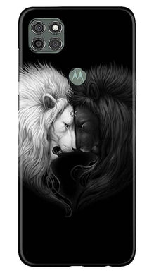 Dark White Lion Mobile Back Case for Moto G9 Power  (Design - 140)