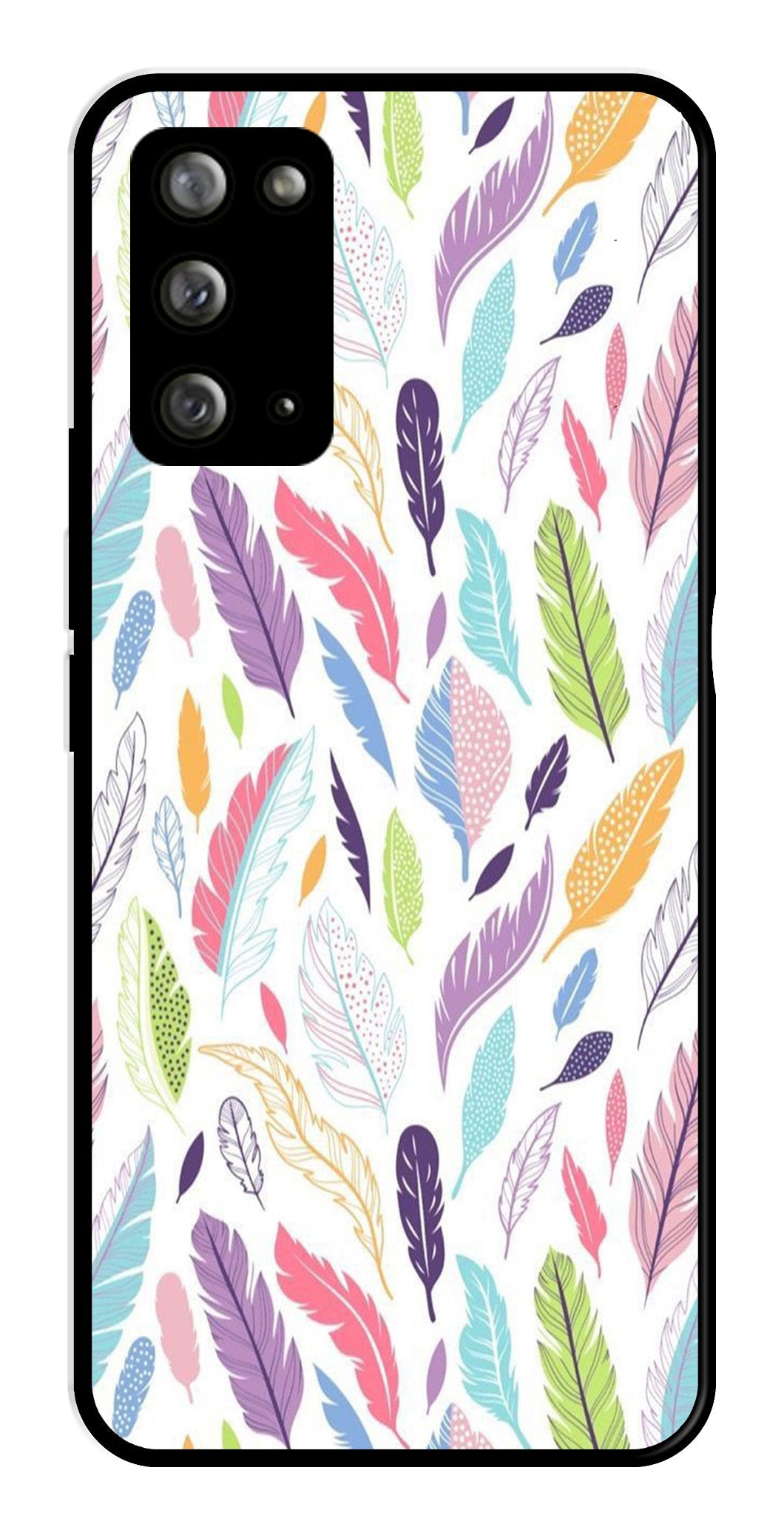 Colorful Feathers Metal Mobile Case for Samsung Galaxy Note 20   (Design No -06)