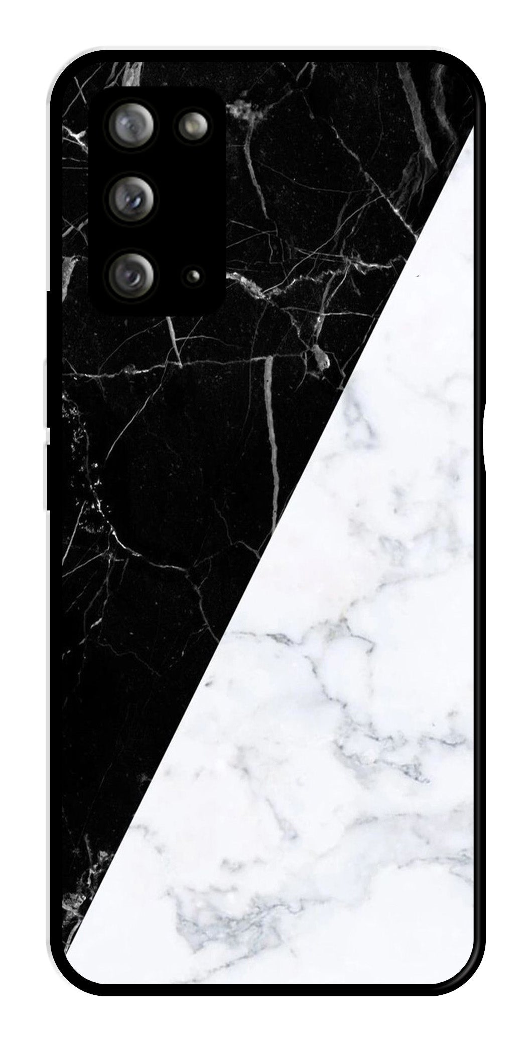 Black White Marble Design Metal Mobile Case for Samsung Galaxy Note 20   (Design No -09)