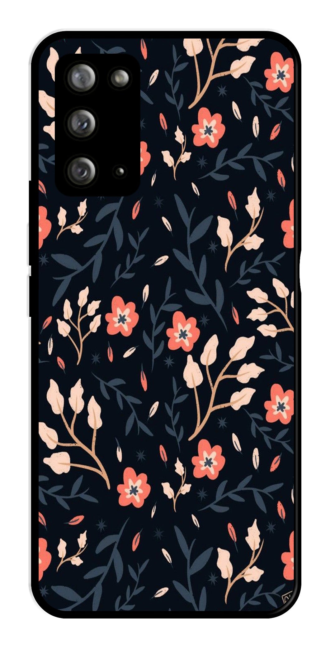 Floral Pattern Metal Mobile Case for Samsung Galaxy Note 20   (Design No -10)
