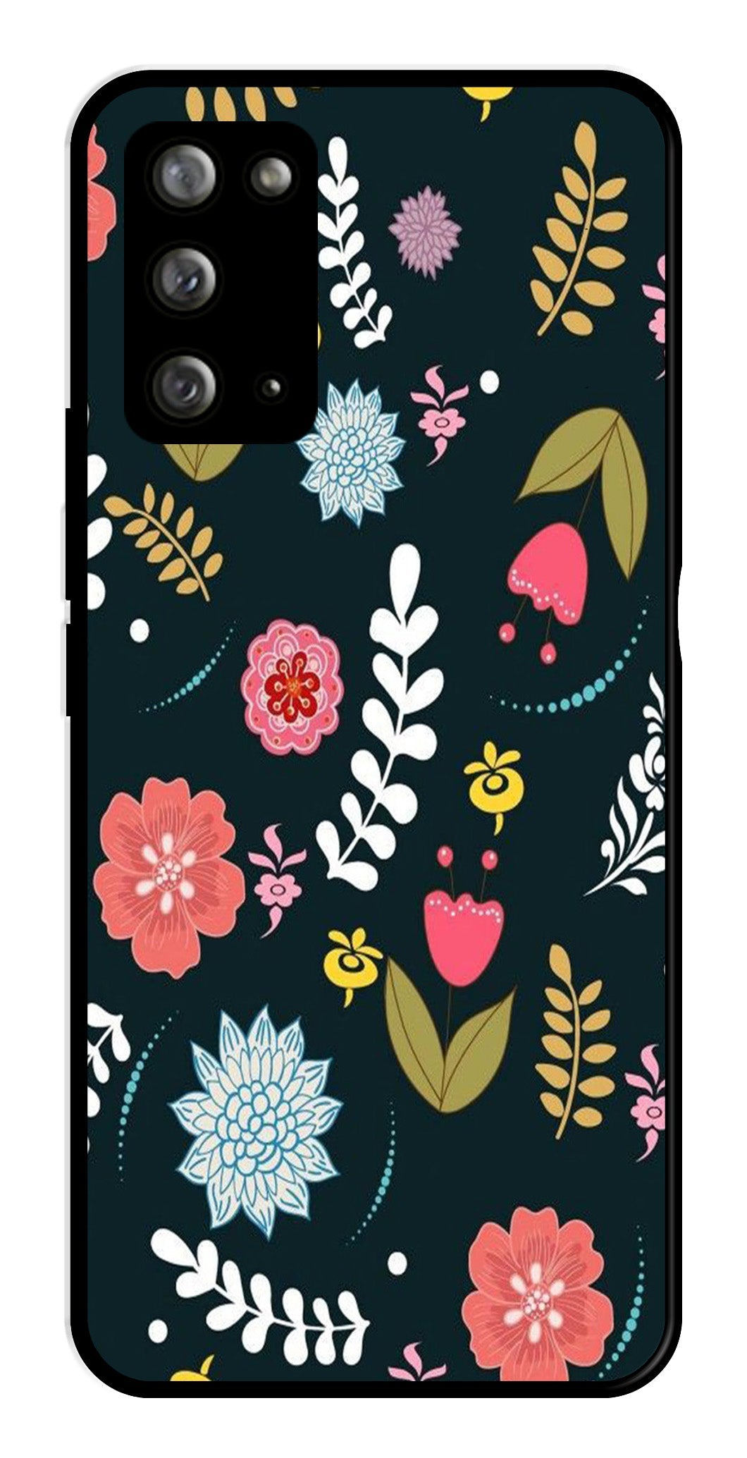 Floral Pattern2 Metal Mobile Case for Samsung Galaxy Note 20   (Design No -12)