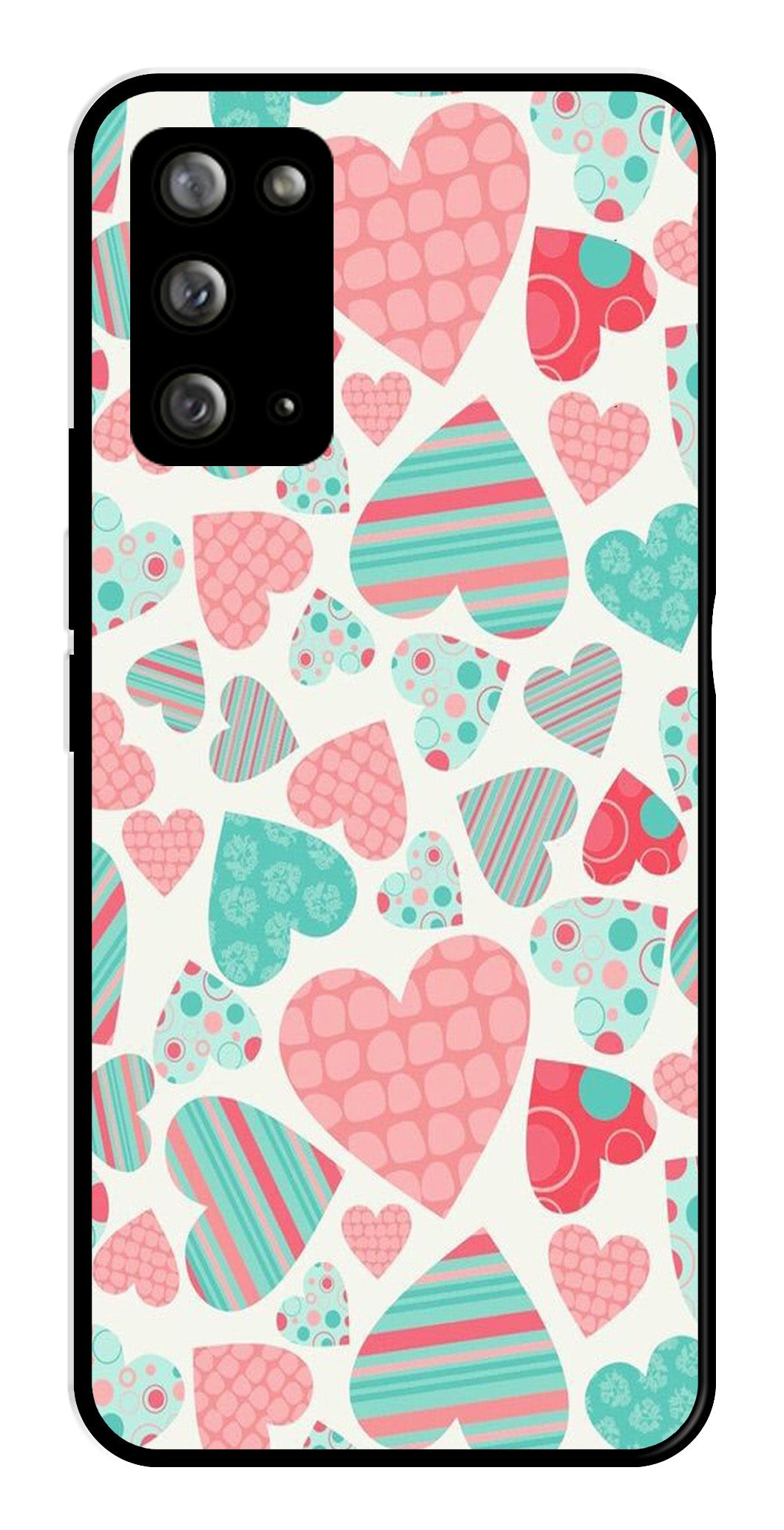 Hearts Pattern Metal Mobile Case for Samsung Galaxy Note 20   (Design No -22)