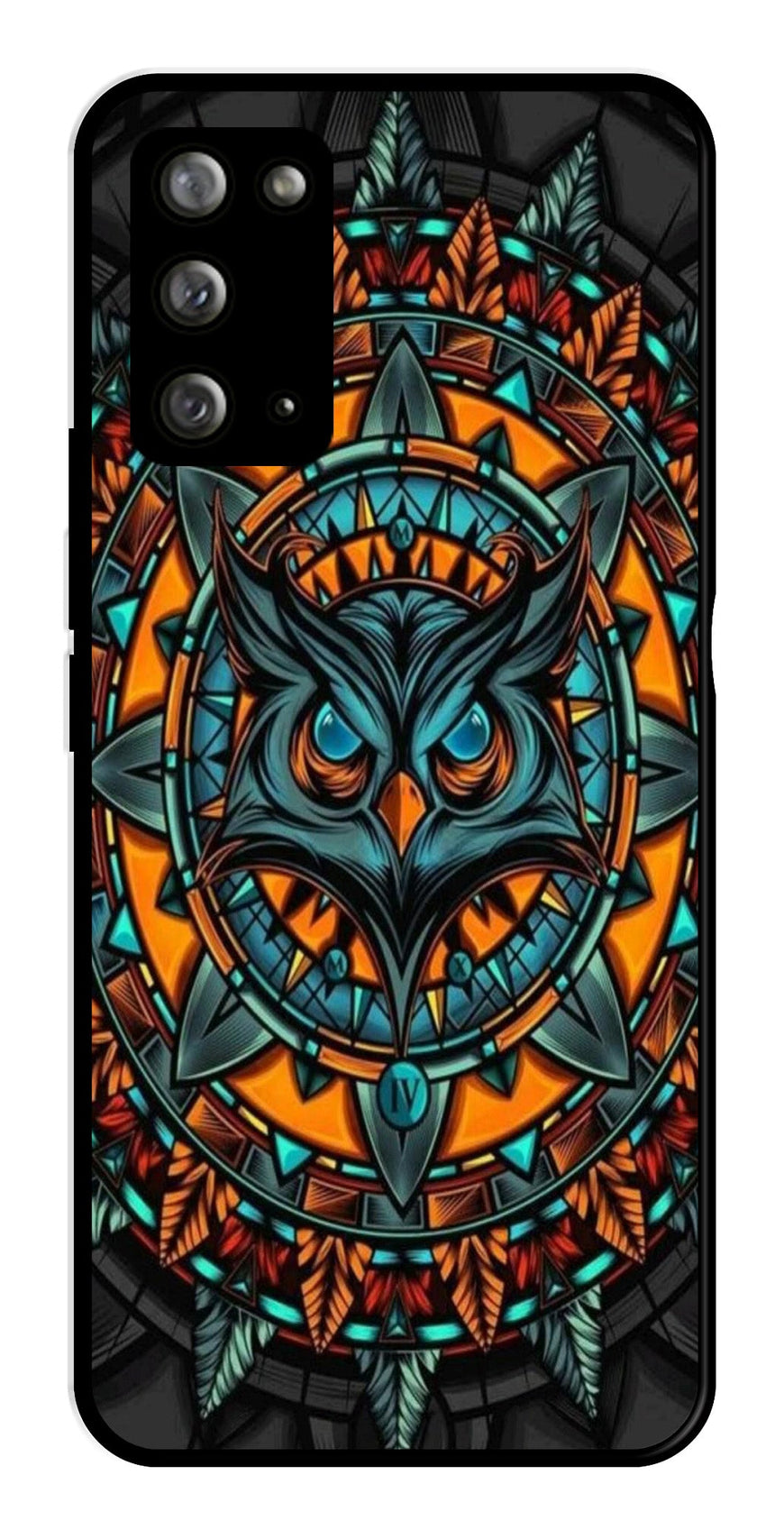 Owl Pattern Metal Mobile Case for Samsung Galaxy Note 20   (Design No -42)