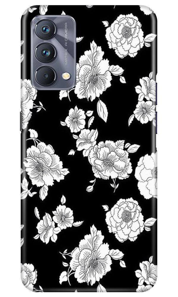 White flowers Black Background Case for Realme GT 5G Master Edition
