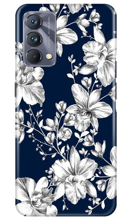 White flowers Blue Background Case for Realme GT 5G Master Edition