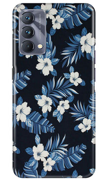 White flowers Blue Background2 Mobile Back Case for Realme GT 5G Master Edition (Design - 15)