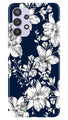 White flowers Blue Background Case for Samsung Galaxy A32 5G