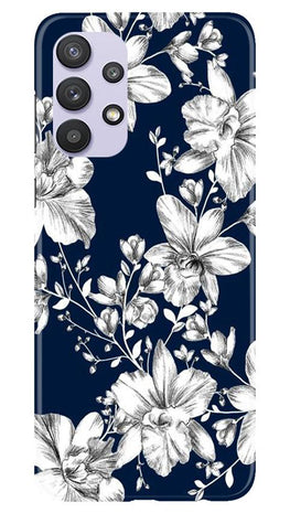 White flowers Blue Background Case for Samsung Galaxy A32 5G