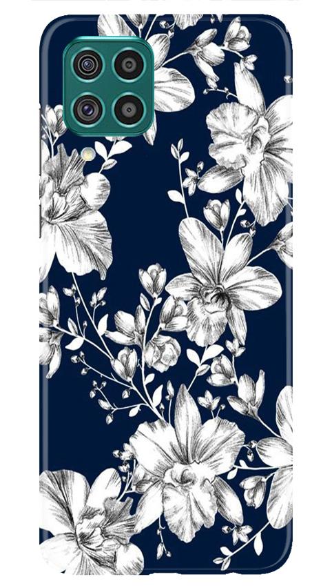 White flowers Blue Background Case for Samsung Galaxy F62