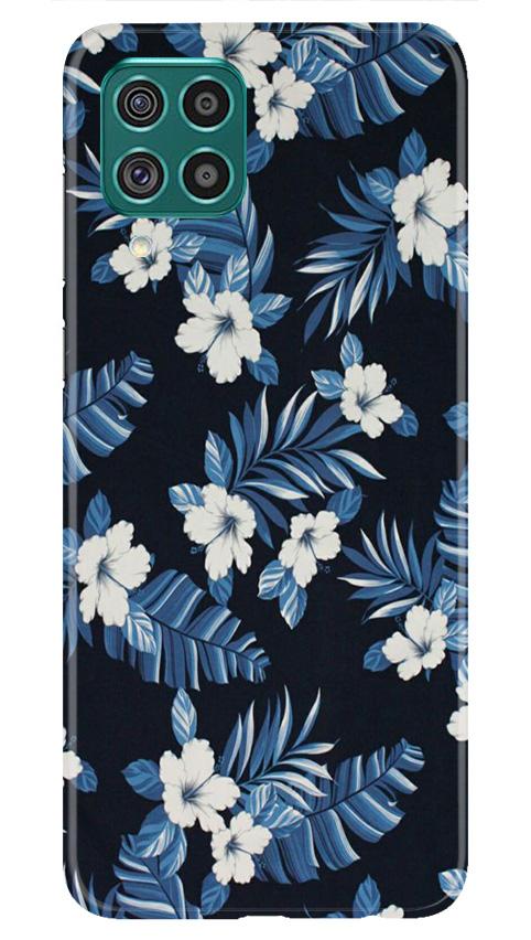 White flowers Blue Background2 Case for Samsung Galaxy F22