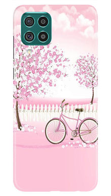Pink Flowers Cycle Mobile Back Case for Samsung Galaxy F62  (Design - 102)