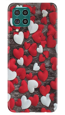 Red White Hearts Mobile Back Case for Samsung Galaxy A12  (Design - 105)