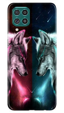 Wolf fight Mobile Back Case for Samsung Galaxy F62 (Design - 221)