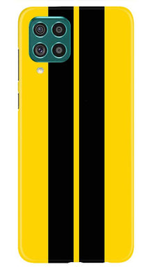 Black Yellow Pattern Mobile Back Case for Samsung Galaxy F62 (Design - 377)
