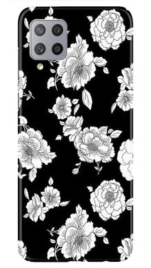 White flowers Black Background Mobile Back Case for Samsung Galaxy M42 (Design - 9)