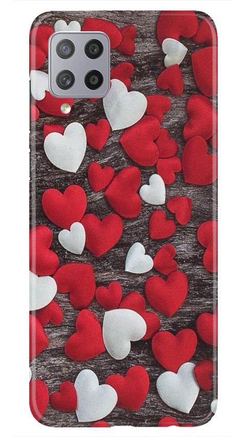 Red White Hearts Case for Samsung Galaxy M42(Design - 105)
