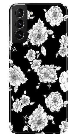 White flowers Black Background Case for Samsung Galaxy S21 Plus