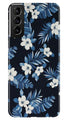 White flowers Blue Background2 Case for Samsung Galaxy S21 Plus