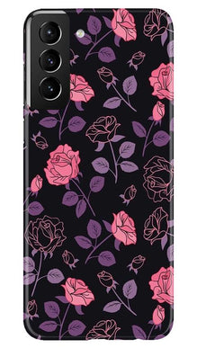 Rose Black Background Mobile Back Case for Samsung Galaxy S21 Plus (Design - 27)