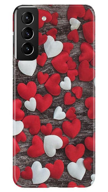 Red White Hearts Mobile Back Case for Samsung Galaxy S21 Plus  (Design - 105)
