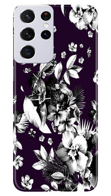 white flowers Mobile Back Case for Samsung Galaxy S21 Ultra (Design - 7)