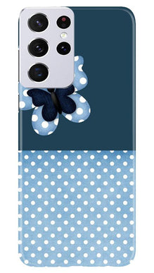 White dots Butterfly Mobile Back Case for Samsung Galaxy S21 Ultra (Design - 31)