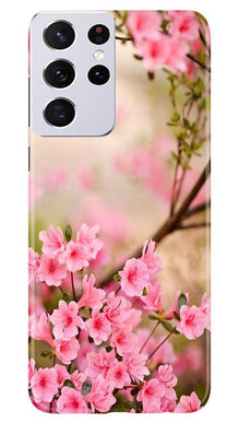 Pink flowers Mobile Back Case for Samsung Galaxy S21 Ultra (Design - 69)