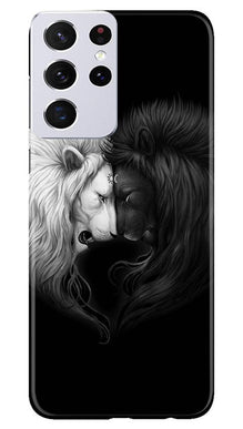 Dark White Lion Mobile Back Case for Samsung Galaxy S21 Ultra  (Design - 140)