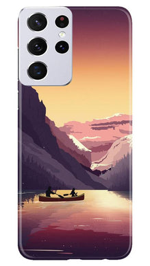 Mountains Boat Mobile Back Case for Samsung Galaxy S21 Ultra (Design - 181)