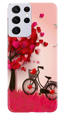 Red Heart Cycle Mobile Back Case for Samsung Galaxy S21 Ultra (Design - 222)