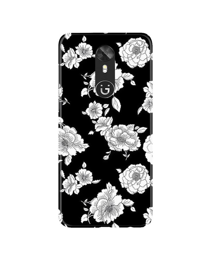 White flowers Black Background Case for Gionee A1