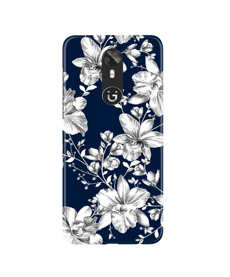 White flowers Blue Background Case for Gionee A1